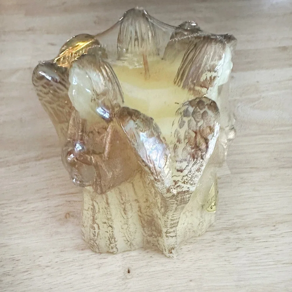 Vintage Trio Of Angels Candle NEW‎ Christmas Decor Gold Cream Luminaire